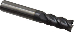 Accupro - 7/16" Diam, 1" LOC, 4 Flute Solid Carbide Roughing & Finishing Square End Mill - AlTiN Finish, 2-3/4" OAL, 7/16" Shank Diam, Straight Shank, 40° Helix, Centercutting, Regular Length - USA Tool & Supply
