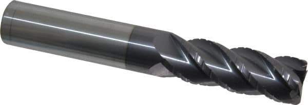 Accupro - 3/4" Diam, 2-1/4" LOC, 4 Flute Solid Carbide Roughing & Finishing Square End Mill - AlTiN Finish, 5" OAL, 3/4" Shank Diam, Straight Shank, 40° Helix, Centercutting, Long Length - USA Tool & Supply