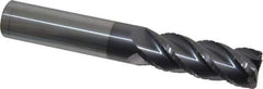 Accupro - 3/4" Diam, 2-1/4" LOC, 4 Flute Solid Carbide Roughing & Finishing Square End Mill - AlTiN Finish, 5" OAL, 3/4" Shank Diam, Straight Shank, 40° Helix, Centercutting, Long Length - USA Tool & Supply
