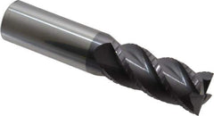 Accupro - 1" Diam, 2-1/4" LOC, 4 Flute Solid Carbide Roughing & Finishing Square End Mill - AlTiN Finish, 5" OAL, 1" Shank Diam, Straight Shank, 40° Helix, Centercutting, Long Length - USA Tool & Supply