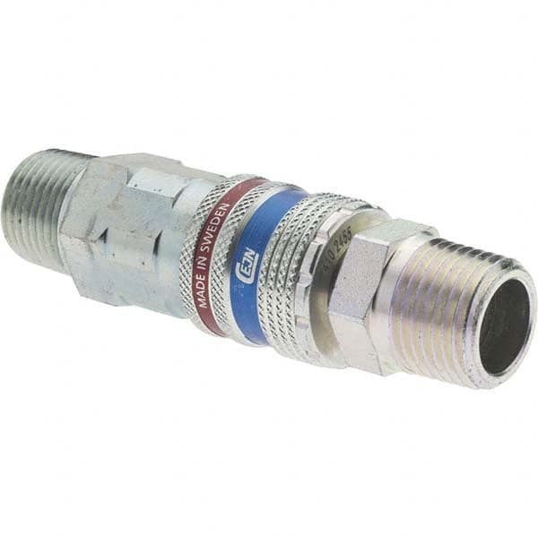 Dynabrade - 2 Piece 1/2" Body 1/2 NPT 150 psi Brass/Steel Industrial Pneumatic Coupling Plug Set - USA Tool & Supply