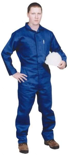 Stanco Safety Products - Size M, Royal Blue, Zipper, Arc Protection Coverall - 38 to 40" Chest, Indura, 7 Pockets, Elastic Waistband, Full Action Back, 2-Way Concealed Zipper - USA Tool & Supply