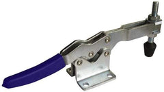 Gibraltar - 750 Lb Holding Capacity, Horizontal Handle, Manual Hold Down Toggle Clamp - 55° Handle Movement, 90° Bar Opening, U-Bar, Flanged Base, Carbon Steel - USA Tool & Supply