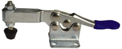 Gibraltar - 200 Lb Holding Capacity, Horizontal Handle, Manual Hold Down Toggle Clamp - 70° Handle Movement, 90° Bar Opening, U-Bar, Flanged Base, Carbon Steel - USA Tool & Supply