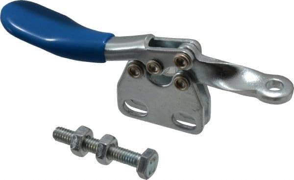 Gibraltar - 60 Lb Holding Capacity, Horizontal Handle, Manual Hold Down Toggle Clamp - 80° Handle Movement, 90° Bar Opening, Solid Bar, Straight Base, Carbon Steel - USA Tool & Supply