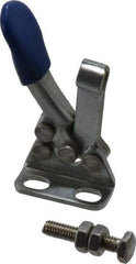 Gibraltar - 60 Lb Holding Capacity, Horizontal Handle, Manual Hold Down Toggle Clamp - 80° Handle Movement, 90° Bar Opening, Solid Bar, Right Flanged Base, Carbon Steel - USA Tool & Supply