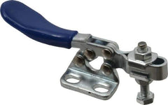 Gibraltar - 60 Lb Holding Capacity, Horizontal Handle, Manual Hold Down Toggle Clamp - 80° Handle Movement, 90° Bar Opening, U-Bar, Right Flanged Base, Carbon Steel - USA Tool & Supply