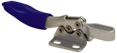 Gibraltar - 60 Lb Holding Capacity, Horizontal Handle, Manual Hold Down Toggle Clamp - 80° Handle Movement, 90° Bar Opening, U-Bar, Flanged Base, Stainless Steel - USA Tool & Supply