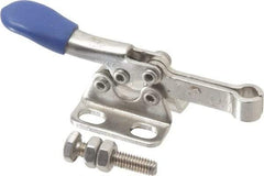 Gibraltar - 75 Lb Holding Capacity, Horizontal Handle, Manual Hold Down Toggle Clamp - 82° Handle Movement, 94° Bar Opening, Solid Bar, Flanged Base, Electro-Plated Zinc, Stainless Steel - USA Tool & Supply