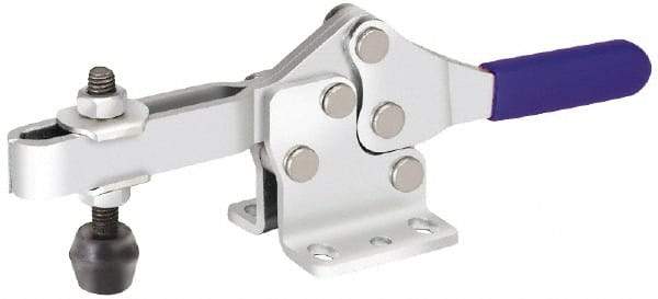 Gibraltar - 200 Lb Holding Capacity, Horizontal Handle, Manual Hold Down Toggle Clamp - 61° Handle Movement, 91° Bar Opening, U-Bar, Flanged Base, Electro-Plated Zinc, Carbon Steel - USA Tool & Supply