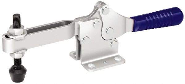 Gibraltar - 750 Lb Holding Capacity, Horizontal Handle, Manual Hold Down Toggle Clamp - 59° Handle Movement, 93° Bar Opening, U-Bar, Flanged Base, Electro-Plated Zinc, Carbon Steel - USA Tool & Supply