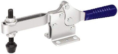 Gibraltar - 750 Lb Holding Capacity, Horizontal Handle, Manual Hold Down Toggle Clamp - 59° Handle Movement, 93° Bar Opening, U-Bar, Flanged Base, Electro-Plated Zinc, Carbon Steel - USA Tool & Supply