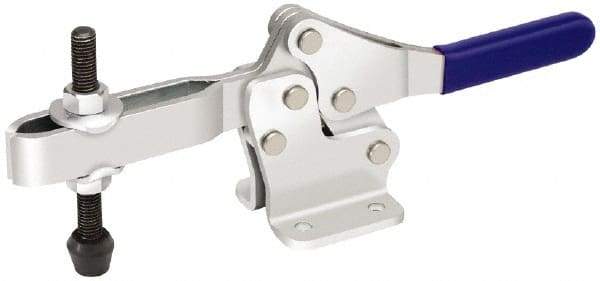 Gibraltar - 1,000 Lb Holding Capacity, Horizontal Handle, Manual Hold Down Toggle Clamp - 74° Handle Movement, 105° Bar Opening, U-Bar, Flanged Base, Electro-Plated Zinc, Carbon Steel - USA Tool & Supply