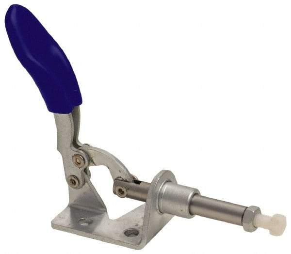 Gibraltar - 100 Lb Load Capacity, Flanged Base, Carbon Steel, Standard Straight Line Action Clamp - 3 Mounting Holes, 0.18" Mounting Hole Diam, 1/4" Plunger Diam, Thumb Handle - USA Tool & Supply