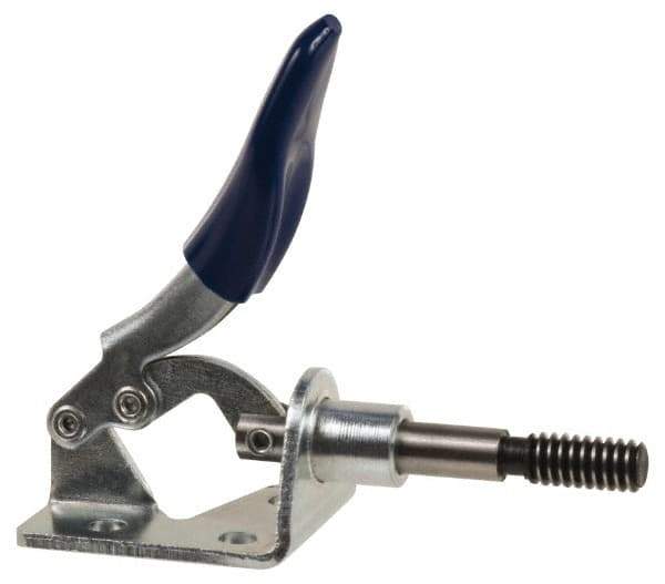 Gibraltar - 100 Lb Load Capacity, Flanged Base, Carbon Steel, Standard Straight Line Action Clamp - 3 Mounting Holes, 0.18" Mounting Hole Diam, 1/4" Plunger Diam, Thumb Handle - USA Tool & Supply
