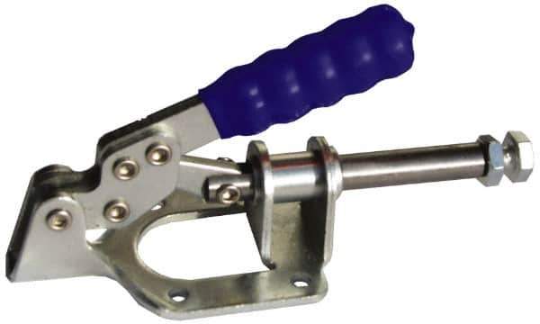 Gibraltar - 300 Lb Load Capacity, Flanged Base, Carbon Steel, Standard Straight Line Action Clamp - 0.22" Mounting Hole Diam, 0.44" Plunger Diam, Straight Handle - USA Tool & Supply