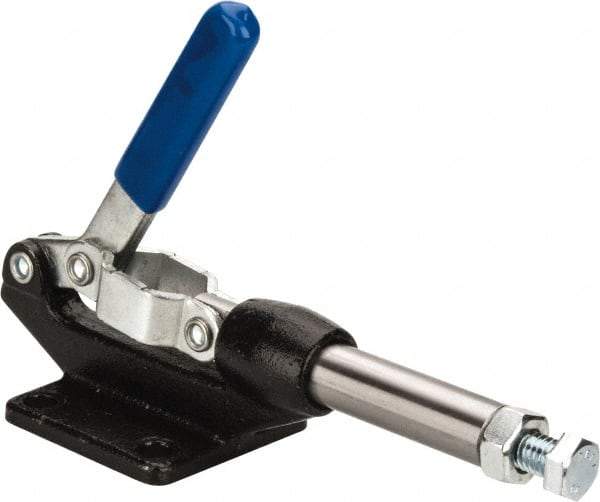 Gibraltar - 800 Lb Load Capacity, Flanged Base, Carbon Steel, Standard Straight Line Action Clamp - 0.33" Mounting Hole Diam, 0.63" Plunger Diam, Straight Handle - USA Tool & Supply