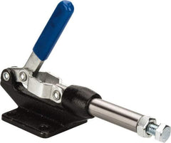 Gibraltar - 800 Lb Load Capacity, Flanged Base, Carbon Steel, Standard Straight Line Action Clamp - 0.33" Mounting Hole Diam, 0.63" Plunger Diam, Straight Handle - USA Tool & Supply