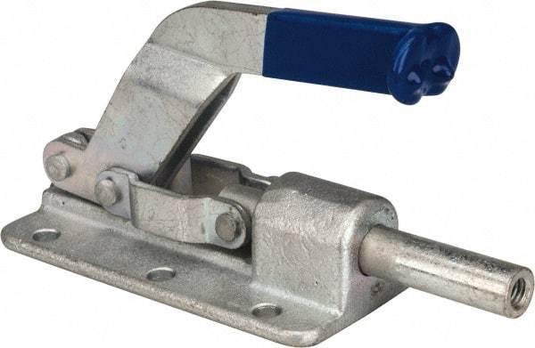 Gibraltar - 800 Lb Load Capacity, Flanged Base, Carbon Steel, Standard Straight Line Action Clamp - 6 Mounting Holes, 0.26" Mounting Hole Diam, 1/2" Plunger Diam, Straight Handle - USA Tool & Supply