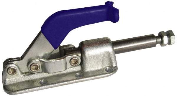Gibraltar - 2,500 Lb Load Capacity, Flanged Base, Carbon Steel, Standard Straight Line Action Clamp - 6 Mounting Holes, 0.33" Mounting Hole Diam, 0.63" Plunger Diam, Straight Handle - USA Tool & Supply