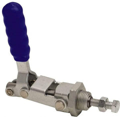 Gibraltar - 300 Lb Load Capacity, Flush Base, Carbon Steel, Standard Straight Line Action Clamp - 3/4" Mounting Hole Diam, 0.44" Plunger Diam, Straight Handle - USA Tool & Supply