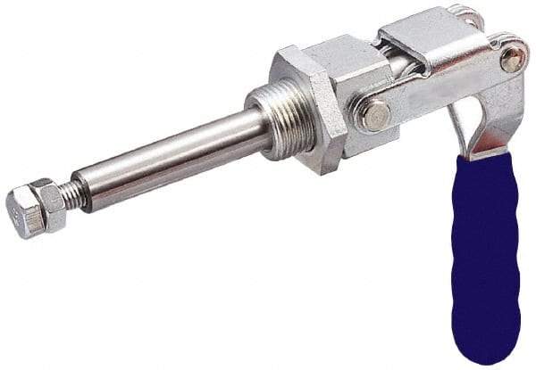 Gibraltar - 700 Lb Load Capacity, Flush Base, Carbon Steel, Standard Straight Line Action Clamp - 1" Mounting Hole Diam, 0.63" Plunger Diam, Straight Handle - USA Tool & Supply