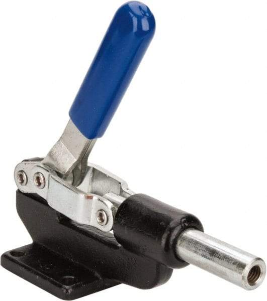 Gibraltar - 800 Lb Load Capacity, Flanged Base, Carbon Steel, Standard Straight Line Action Clamp - 4 Mounting Holes, 0.38" Mounting Hole Diam, 0.62" Plunger Diam, Whale Tail Handle - USA Tool & Supply