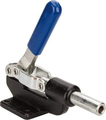 Gibraltar - 800 Lb Load Capacity, Flanged Base, Carbon Steel, Standard Straight Line Action Clamp - 4 Mounting Holes, 0.38" Mounting Hole Diam, 0.62" Plunger Diam, Whale Tail Handle - USA Tool & Supply
