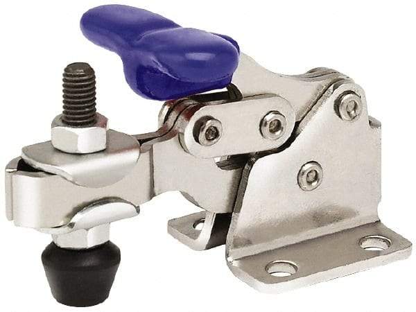 Gibraltar - 150 Lb Holding Capacity, Horizontal Handle, Manual Hold Down Toggle Clamp - 175° Handle Movement, 92° Bar Opening, U-Bar, Flanged Base, Stainless Steel - USA Tool & Supply