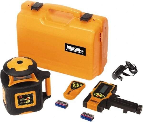 Johnson Level & Tool - 2,000' (Exterior) Measuring Range, 1/16" at 100' Accuracy, Self-Leveling Rotary Laser - 700 RPM, 1 Beam, NiMH Battery Included - USA Tool & Supply