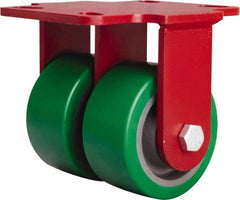 Hamilton - 4" Diam x 2" Wide x 5-5/8" OAH Top Plate Mount Rigid Caster - Polyurethane Mold onto Cast Iron Center, 1,500 Lb Capacity, Sealed Precision Ball Bearing, 4-1/2 x 6-1/2" Plate - USA Tool & Supply
