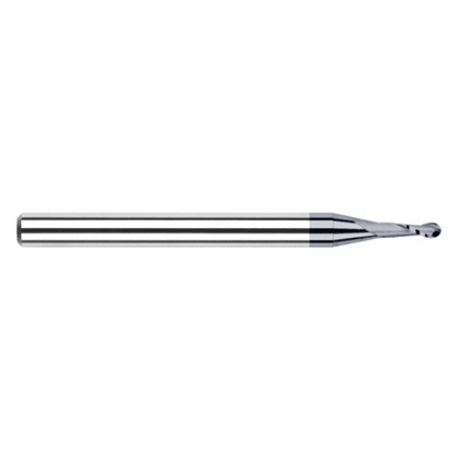 ‎1/8″ Dia. × 1/8″ Shank × 3/8″ DOC × 1-1/2″ OAL, Carbide AlTiN, Stub|Standard , 2 Flute, Ballnose End Mill - Exact Industrial Supply