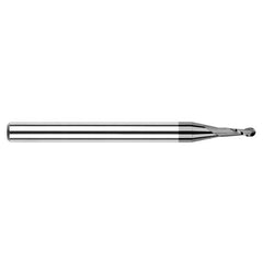 ‎0.045″ Dia. × 1/8″ Shank × 0.135″ DOC × 1-1/2″ OAL, Carbide DLC, Stub|Standard , 2 Flute, Ballnose End Mill - Exact Industrial Supply