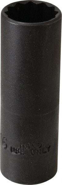 Proto - 13/16", 1/2" Drive, Deep Hand Socket - 12 Points, 3-1/4" OAL, Alloy Steel, Black Finish - USA Tool & Supply