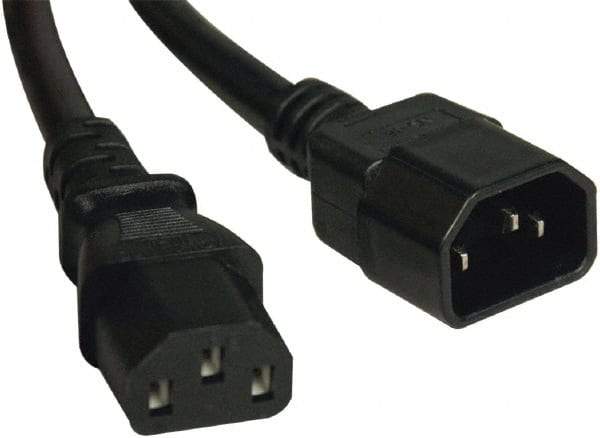 Tripp-Lite - 10', 14/3 Gauge/Conductors, Black Indoor Replacement Cord - 0 Receptacles, 15 Amps, 120 VAC, UL SJT, NEMA IEC-320 - USA Tool & Supply