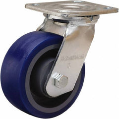 Hamilton - 5" Diam x 2" Wide x 6-1/2" OAH Top Plate Mount Swivel Caster - Polyurethane Mold onto Cast Iron Center, 840 Lb Capacity, Sealed Precision Ball Bearing, 4 x 4-1/2" Plate - USA Tool & Supply