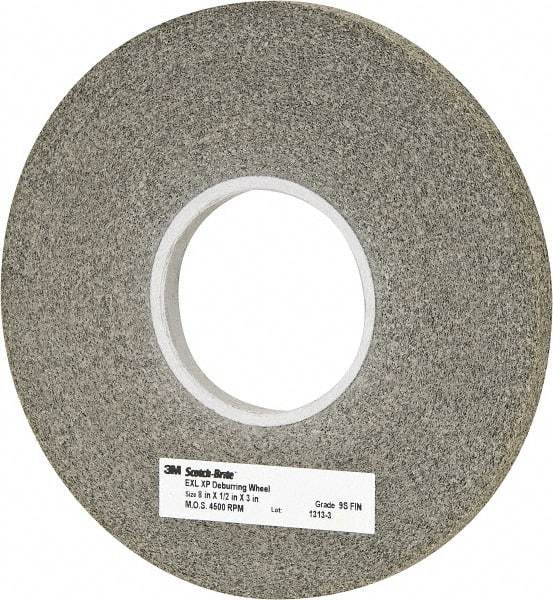 3M - 8" Diam, 1/2" Face Width, 3" Center Hole, Fine Grade, Silicon Carbide Deburring Wheel - Convolute, Extra Hard Density 9 Grade, 4,500 RPM - USA Tool & Supply