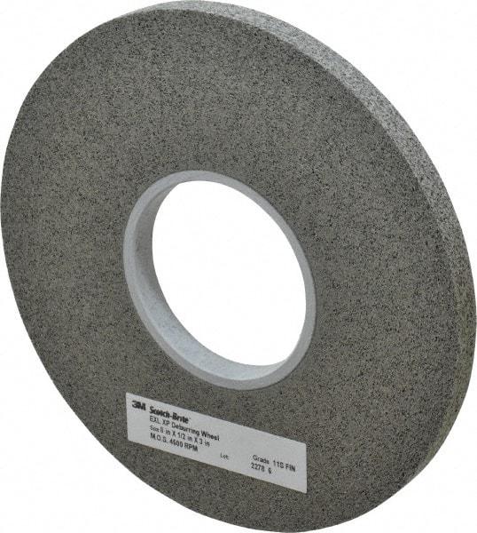 3M - 8" Diam, 1/2" Face Width, 3" Center Hole, Fine Grade, Silicon Carbide Deburring Wheel - Convolute, Hard Density 11 Grade, 4,500 RPM - USA Tool & Supply