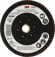 3M - 36 Grit, 4-1/2" Disc Diam, 5/8-11 Center Hole, Type 27 Ceramic Flap Disc - 13,300 Max RPM, Cloth Backing, Arbor Attaching System, Coated - USA Tool & Supply