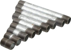 Made in USA - 66 Piece, 1/2" Pipe, Galvanized Pipe Nipple Set - Schedule 40, (6) Close, (6) 1-1/2, (6) 2, (6) 2-1/2, (6) 3, (6) 3-1/2, (6) 4, (6) 4-1/2, (6) 5, (6) 5-1/2, (6) 6 - USA Tool & Supply
