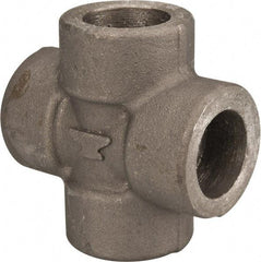 Made in USA - Size 1/2", Class 3,000, Forged Carbon Steel Black Pipe Cross - 3,000 psi, Socket Weld End Connection - USA Tool & Supply