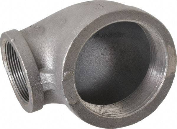 Made in USA - Size 3 x 2", Class 150, Malleable Iron Black Pipe Reducing Elbow - 300 psi, Threaded End Connection - USA Tool & Supply