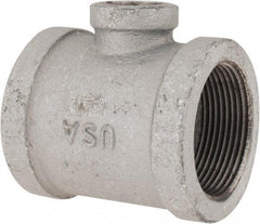 Made in USA - Class 150, 1-1/2 x 1-1/2 x 1/2" Galvanized Pipe Reducing Tee - Threaded, Malleable Iron - USA Tool & Supply