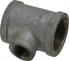 Made in USA - Class 150, 1-1/2 x 1-1/2 x 3/4" Galvanized Pipe Reducing Tee - Threaded, Malleable Iron - USA Tool & Supply