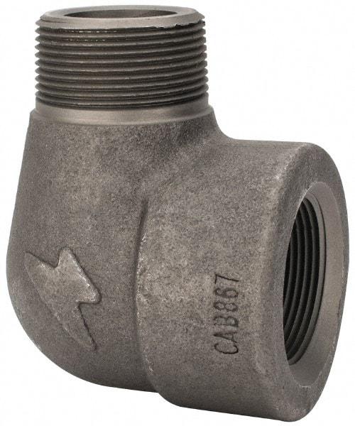 Made in USA - Size 1-1/2", Class 3,000, Forged Carbon Steel Black Pipe 90° Street Elbow - 3,000 psi, Threaded End Connection - USA Tool & Supply
