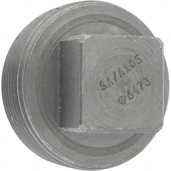 Made in USA - Size 2-1/2", Class 3,000, Forged Carbon Steel Black Pipe Square Plug - 3,000 psi, Threaded End Connection - USA Tool & Supply
