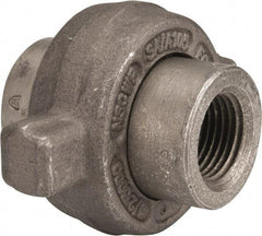 Made in USA - Size 1/2", Class 3,000, Forged Carbon Steel Black Pipe Lug Union - 3,000 psi, Threaded End Connection - USA Tool & Supply