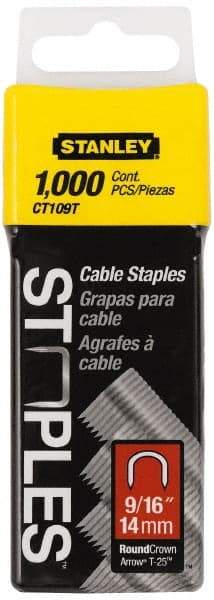 Stanley - 5/16" Wide Galvanized Steel Cable Staples - 9/16" Leg Length - USA Tool & Supply