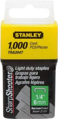 Stanley - 7/16" Wide Galvanized Steel Light Duty Staples - 1/4" Leg Length - USA Tool & Supply