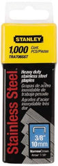 Stanley - 27/64" Wide Stainless Steel Narrow Crown Staples - 3/8" Leg Length - USA Tool & Supply